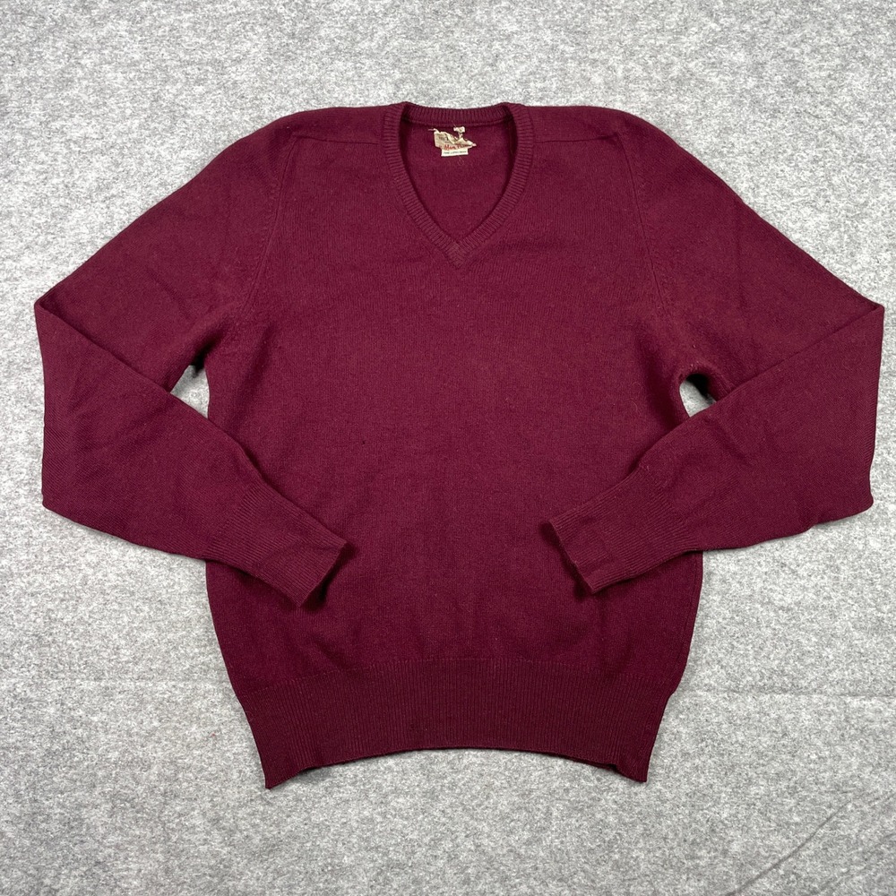 Vintage 50s Alan Paine Sweater Mens 40 Burgundy Pure Lambswool Made In England